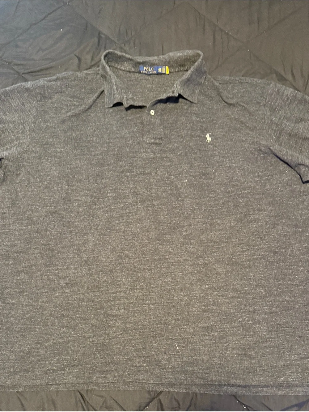 Polo by Ralph Lauren Men's Dark Heather Gray Polo Shirt with Embroidered Pony